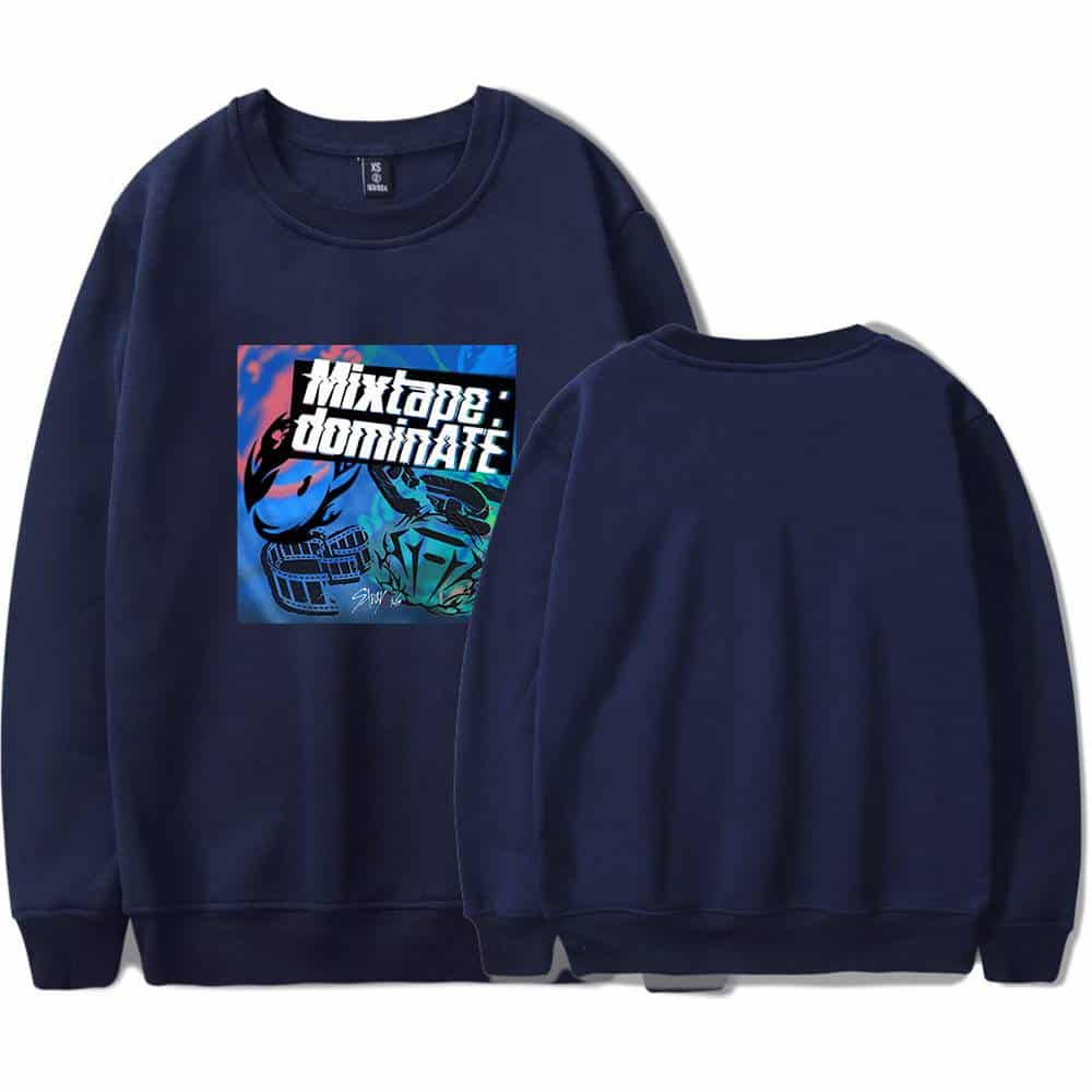 Colorful graphic sweatshirt featuring "Mixtape: Dominate" design, perfect for K-pop fans and merch collectors.